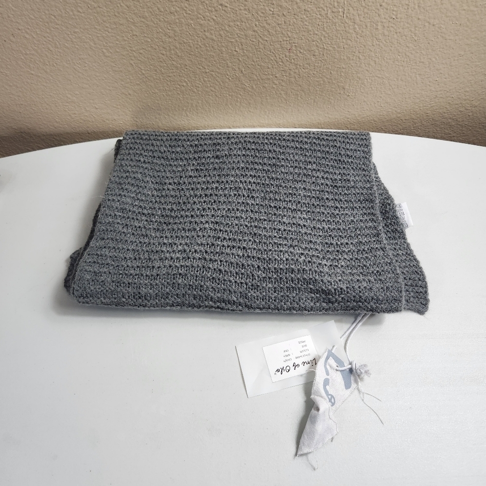 Line of Oslo Wool Alpaca Blend Gray Knit Scarf-12x74" NWT